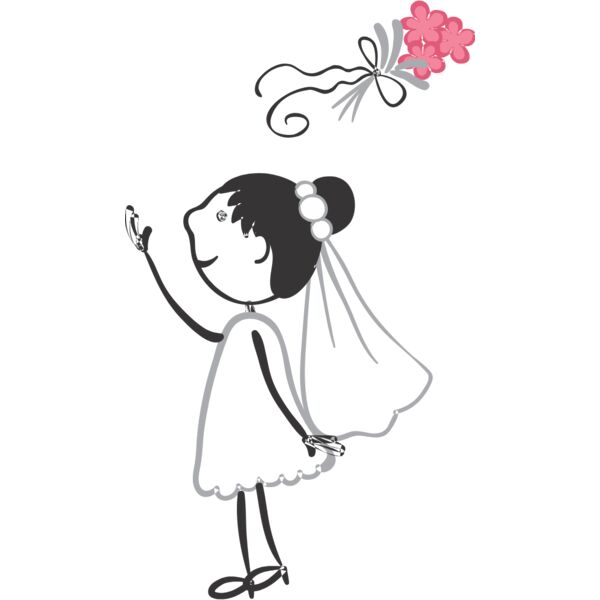 Cartoon Wedding Bride Bouquet Toss 2 Thumbnail